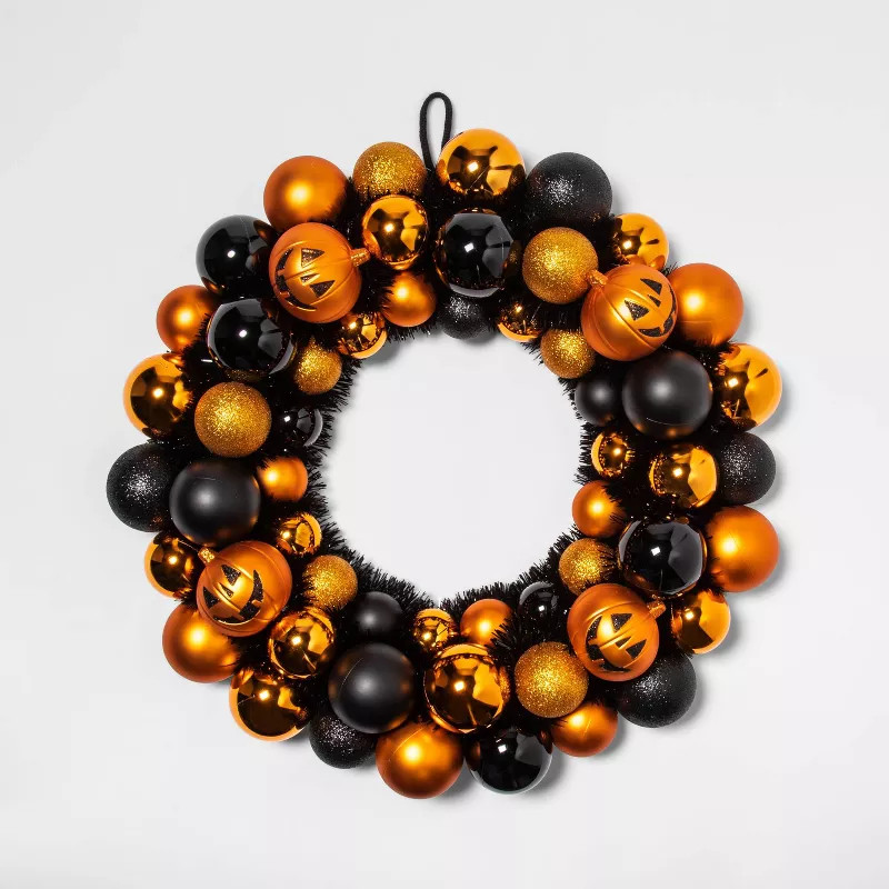 Pumpkin Orange and Black Shatterproof Halloween Wreath - Hyde & EEK! Boutique™ | Target