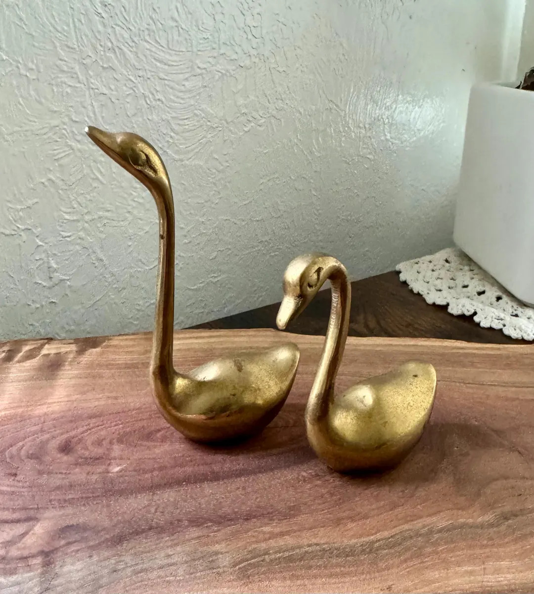 Vintage Brass Swan Goose Bird Figurines Mid Century Solid Brass Sculptures Boho Decor Brass Ducks... | Etsy (US)