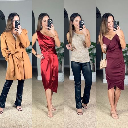 💥sale alert on the Valentine’s Day pieces from Amazon! Red dresses, one shoulder sequin top, camel coat. All come in several color options! 

For reference: I’m 5’1”, 109lbs
I’m typically an XS, so these smalls are a little big on me.
Coat small in camel 30% off no code needed.

One-shoulder top small in gold 25% Code: HQ59BKCX

Black coated denim 0 short 40% off no code needed 

V-neck dress small in wine red 20%off CODE: 20MGC2LH

One shoulder strapless dress small in wine red 15% off code 15JVA9HH + 10% off Coupon% 

Shoes tts

Cocktail dresses • one shoulder dress • ruched dress • special occasion dresses

#LTKstyletip #LTKunder50 #LTKsalealert