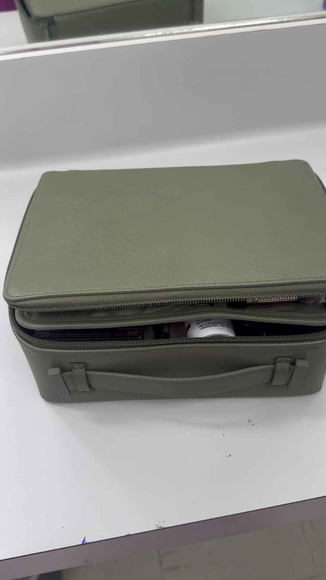 Leather makeup bag with magnetic organizer. So love this purchase 