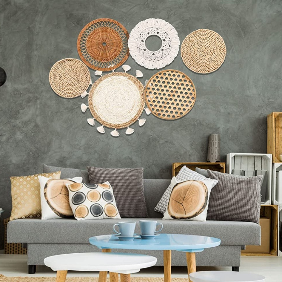 Nuenen Set of 6 Boho Wall Hanging Decor Flat Woven Wall Decor
Round Tassels White Tapestry Chic Bamboo Wall Basket Serving Tray Art Handmade Decorative Woven Wall Baskets for Bedroom
Room Decoration

#LTKhome