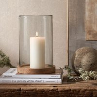 The White Company Mango Wood Hurricane Candle Holder - Large, Clear, Size: One Size | The White Company (UK)