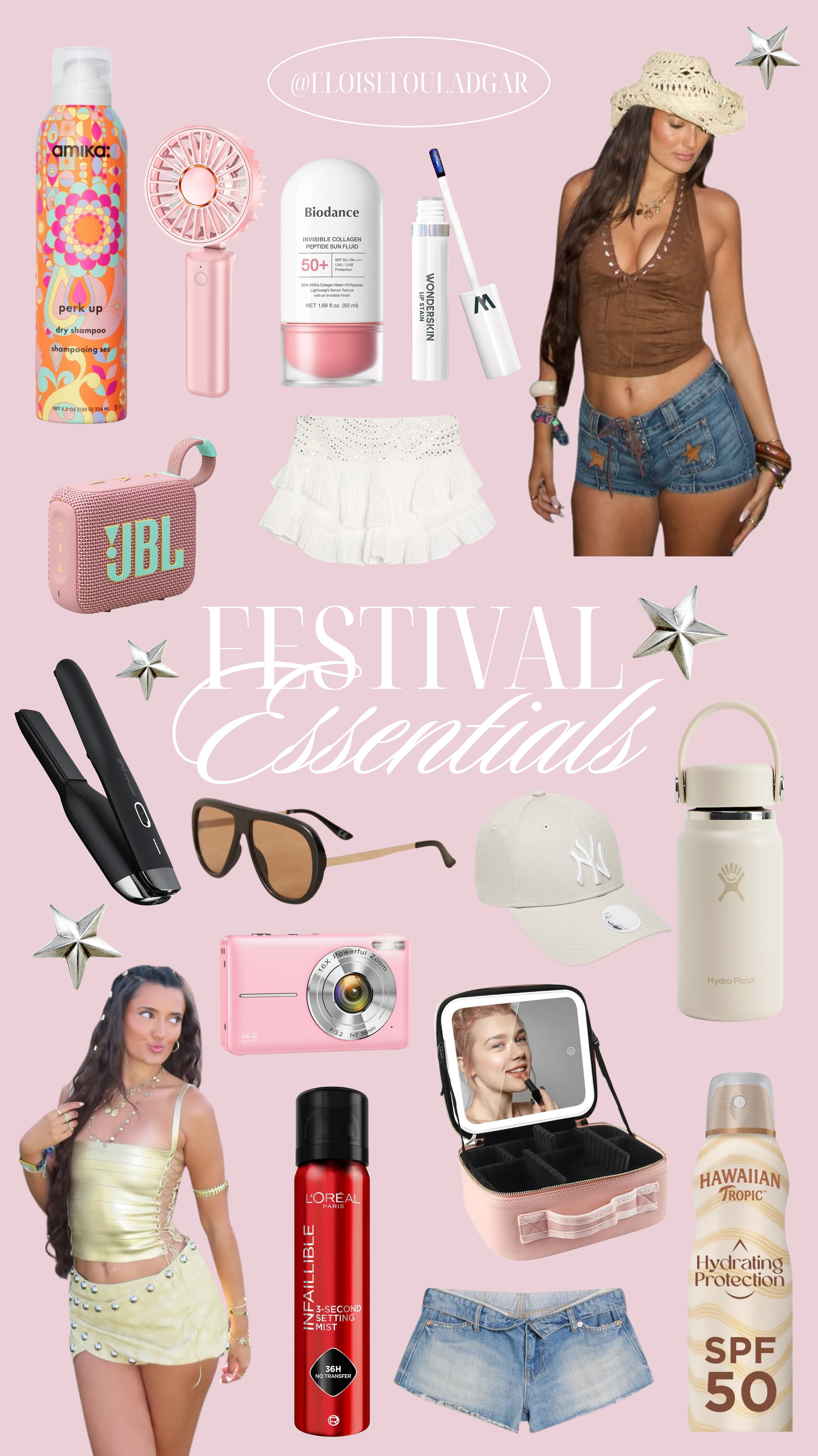My festival essentials 🩷🌴✨

lip stain, sun cream, dry shampoo, cordless straighteners, make up bag, setting spray, cap, sunglasses, aviators, festival, festival style, festival outfit 

 #LTKuk #LTKsummer #LTKfestival
