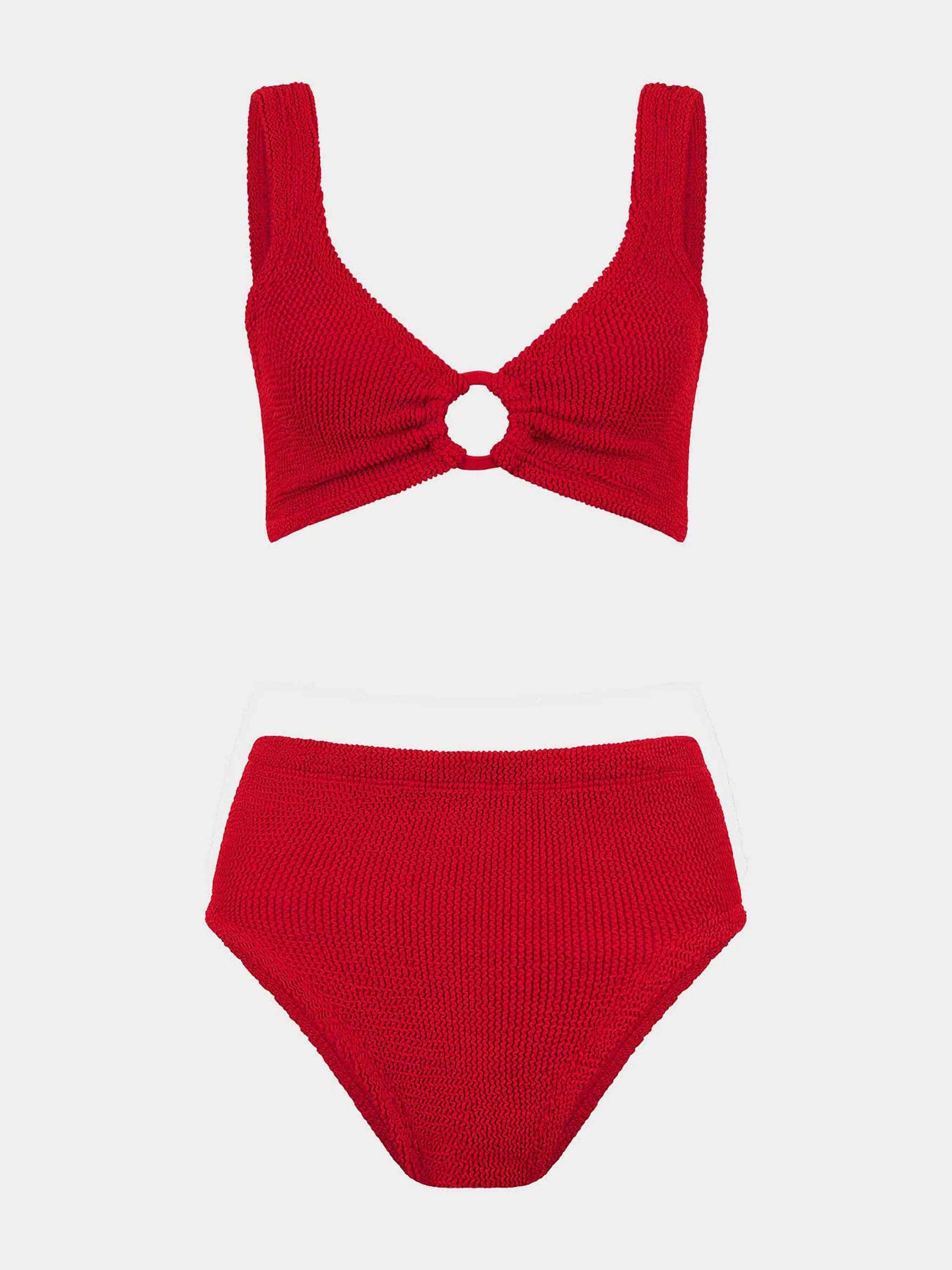 Nadine Bikini With Tonal Hoops - Red | HUNZA G