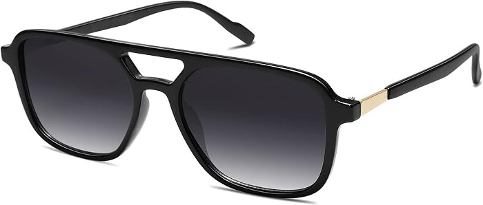 SOJOS Retro Aviator Sunglasses for Women Men,Trendy Rectangle Womens Mens Shades Sun Glasses SJ2202 Black Frame Grey Lens | Amazon (US)