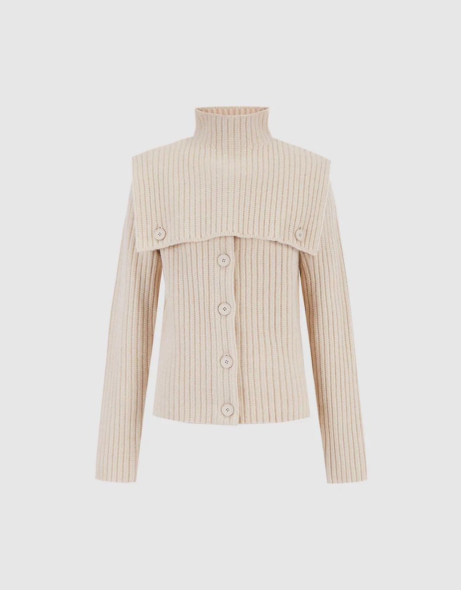 Detachable Collared Rib Knit Cardigan | Urban Revivo