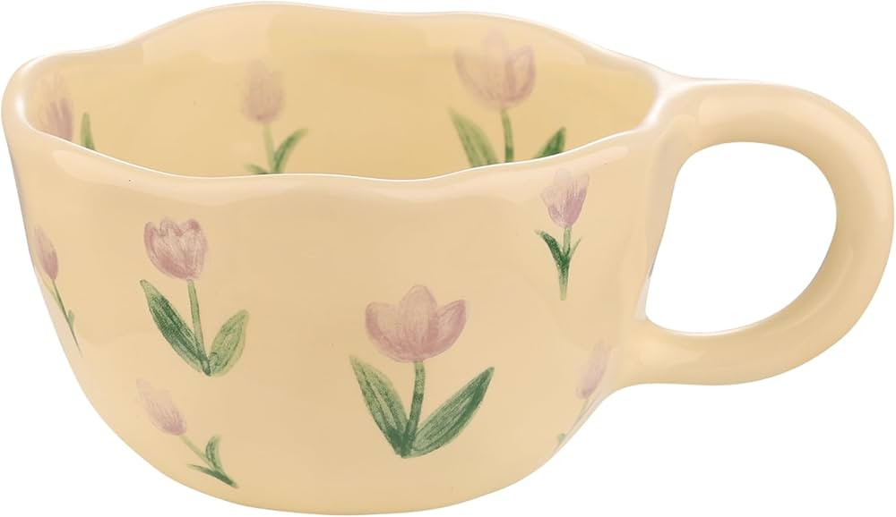 VanEnjoy Ceramic Cup, Cute Coffee Mug, Strawberry Mug, Aesthetic Coffee Mug, Retro Flower Mug, Ce... | Amazon (US)