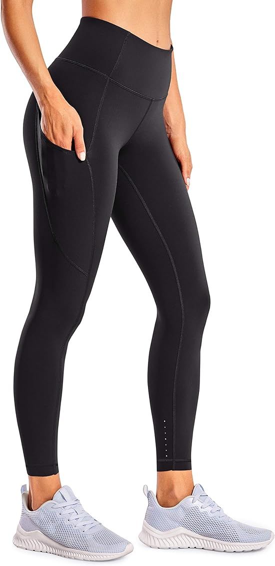 CRZ YOGA Women's Naked Feeling Workout Leggings 25 Inches - High Waisted Yoga Pants with Side Pocket | Amazon (US)