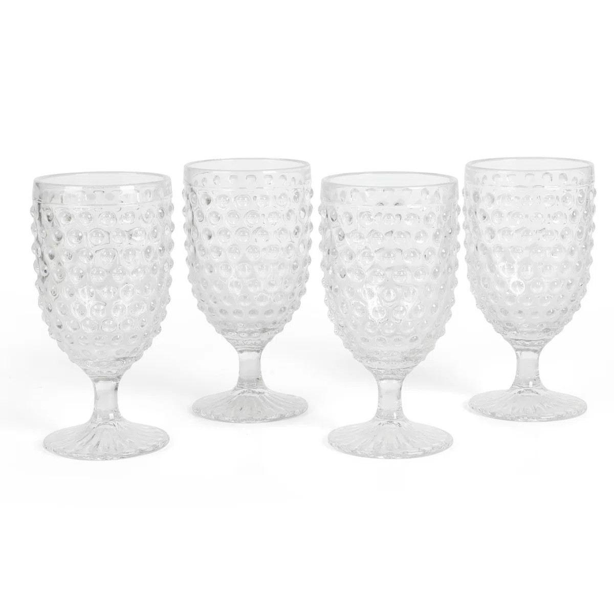 Martha Stewart Chauncey 4-Pack 14.2 oz Hobnail Handmade Glass Goblet - Pink (Set of 4) | Wayfair North America