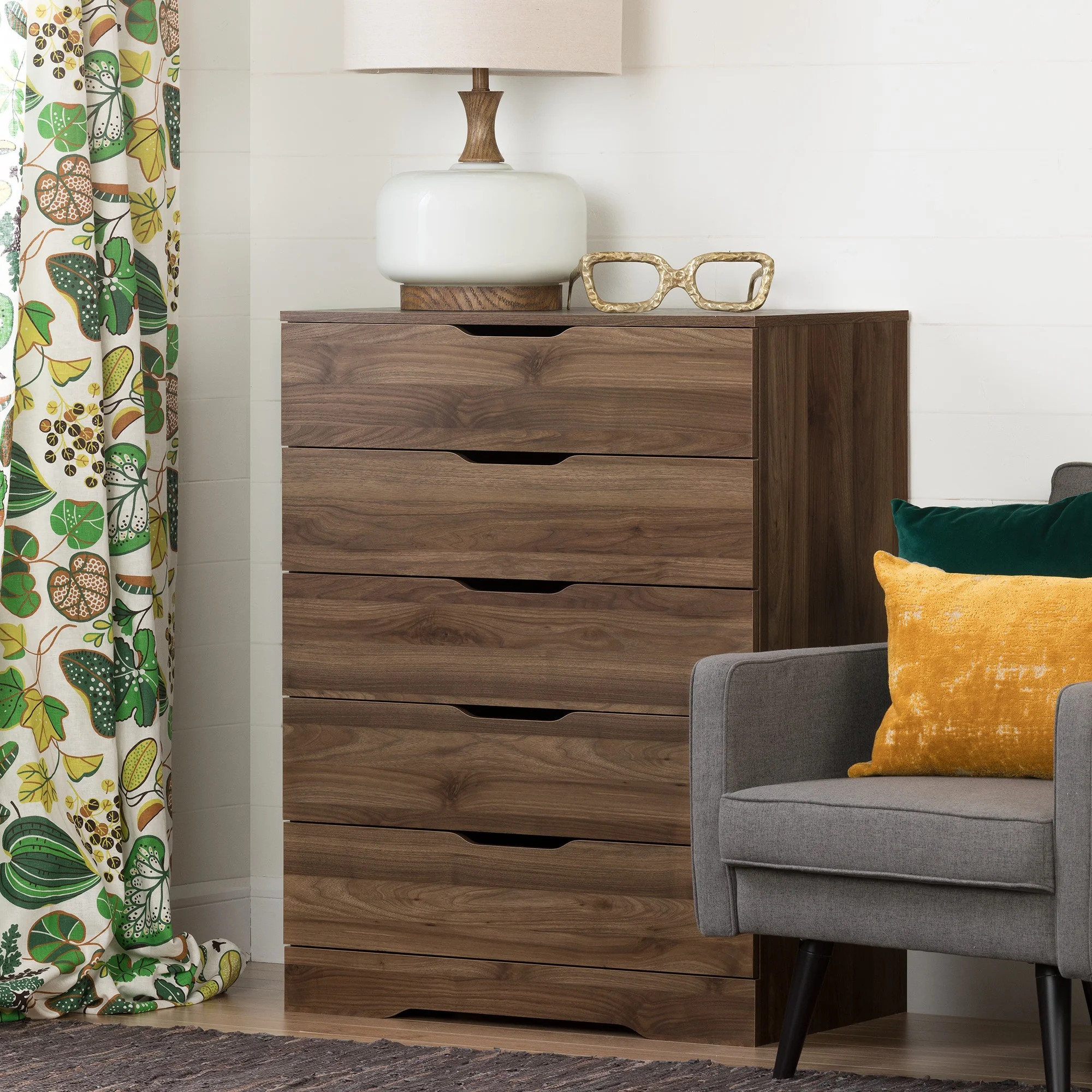 South Shore Holland 5-Drawer Chest, Natural Walnut - Walmart.com | Walmart (US)