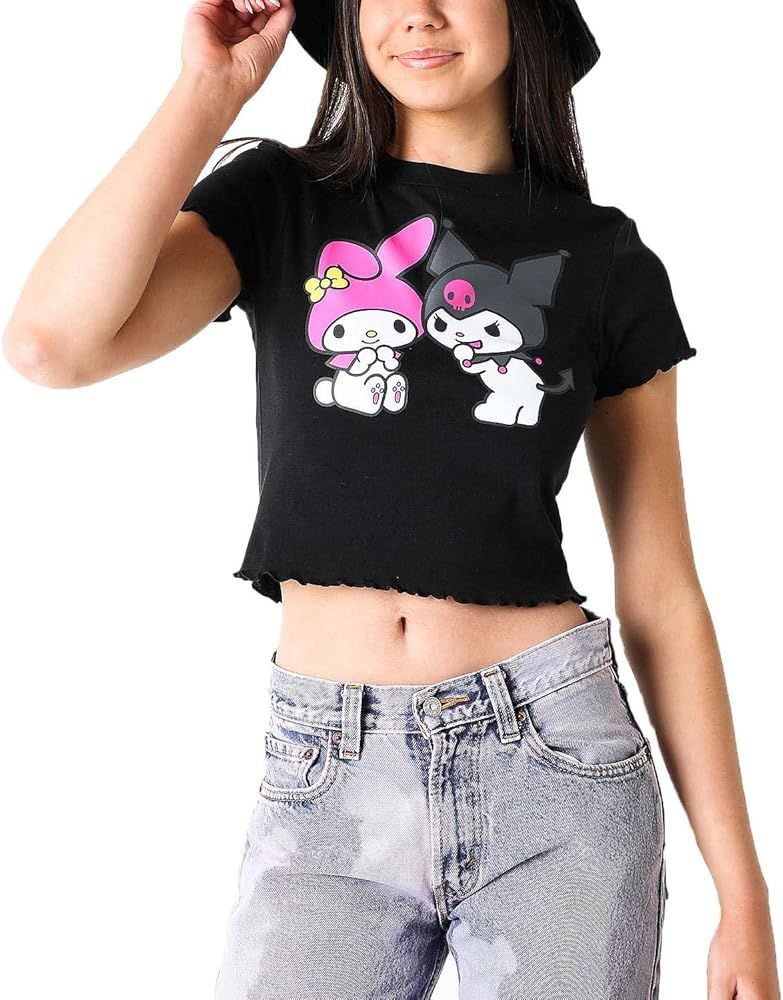 Hello Kitty x Friends My Melody & Kuromi Black Crop Top T-Shirt | Amazon (CA)