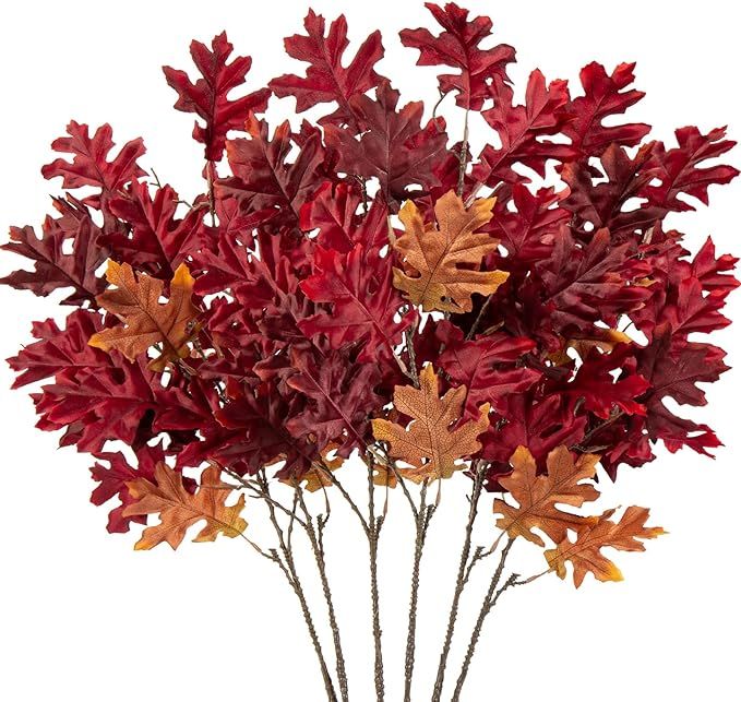 Briful 6PCS Artificial Fall Leaves Stems 32'' Fall Foliage Branches Autumn Oak Leaves Spray for H... | Amazon (US)