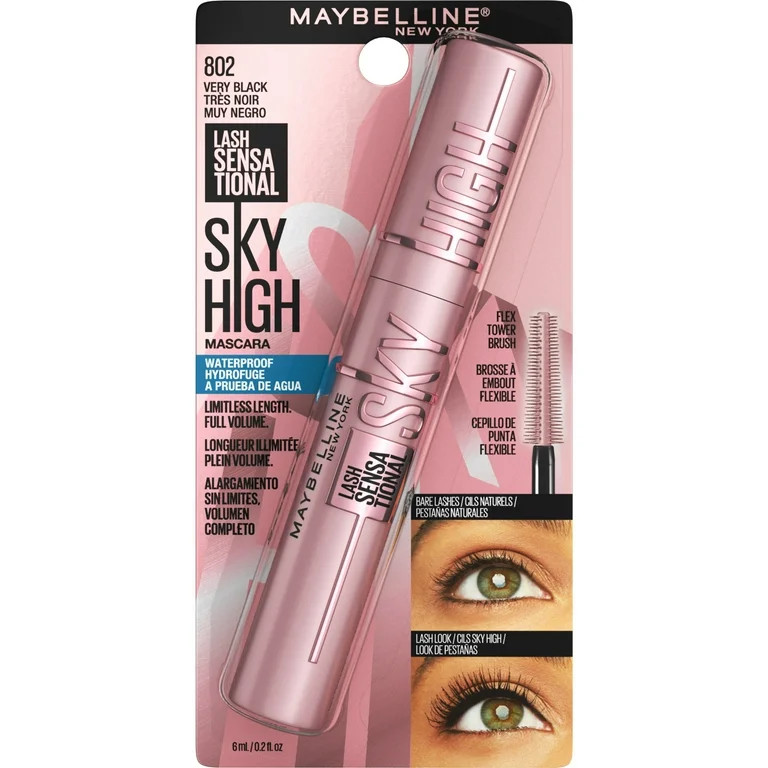 Maybelline Lash Sensational Sky High Waterproof Mascara Makeup, Very Black, 0.2 fl oz | Walmart (US)