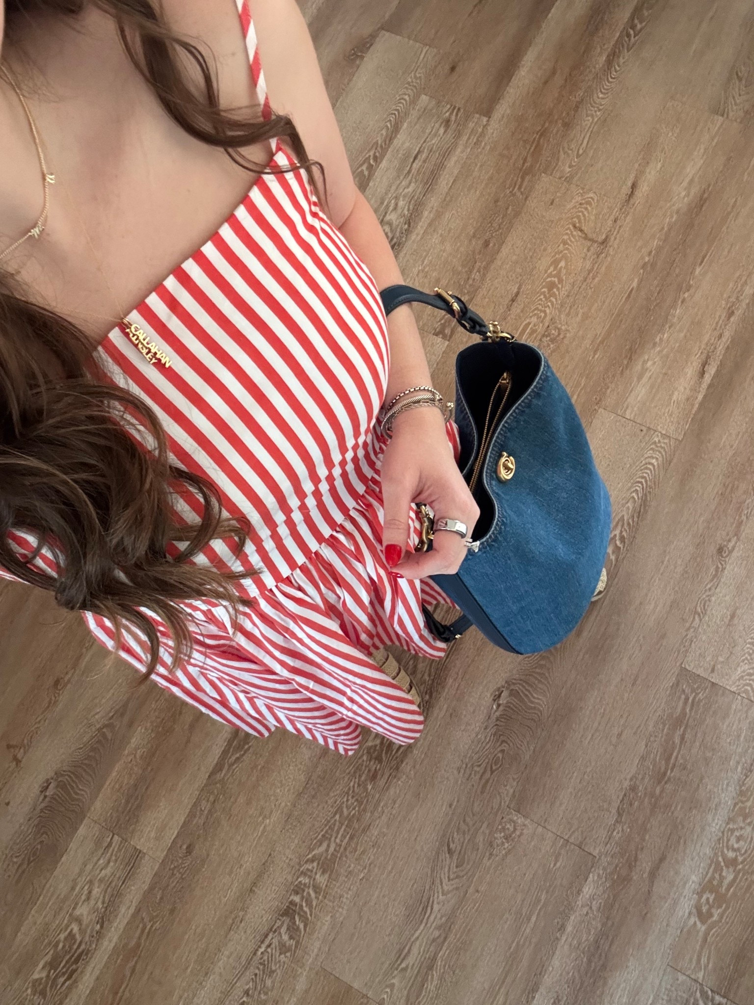 Coach Denim Bucket Bag #coach #denim #bucketbag #ouraring #freeassembly #walmart #dress #stripes #red #davidyurman 

#LTKStyleTip #LTKItBag