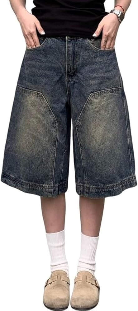 Baggy Jean Shorts for Women Jorts Y2k Wide Leg Denim Shorts Goth Summer Jeans Loose Casual Street... | Amazon (US)
