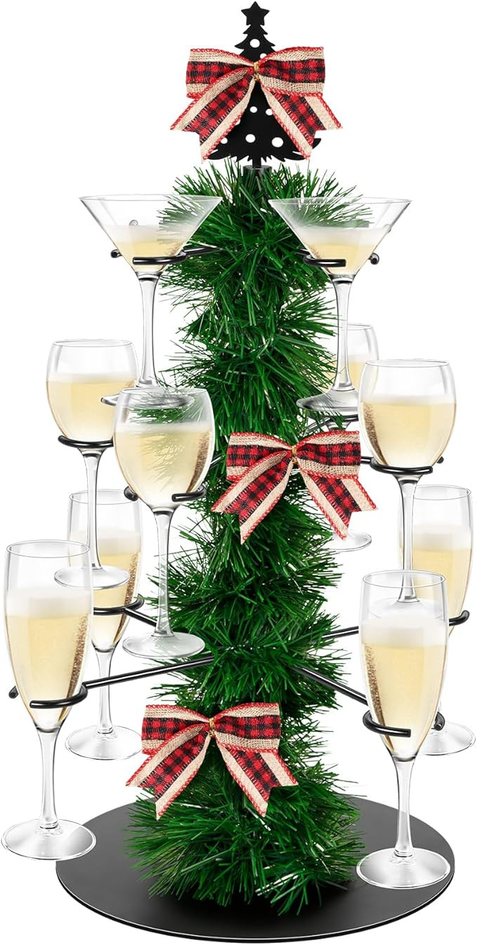 Christmas Cocktail Tree Stand, Champagne Tower Stand, 3 Tier 12 Holders For Display Champagne, Co... | Amazon (US)
