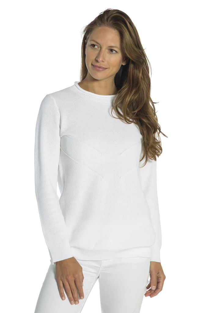 White Cotton Honeycomb Knit Sweater | Sail to Sable