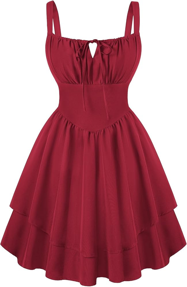 Scarlet Darkness Corset Mini Dress for Women Teens 2026 Summer Ruffle Sundress Graduation Homecom... | Amazon (US)