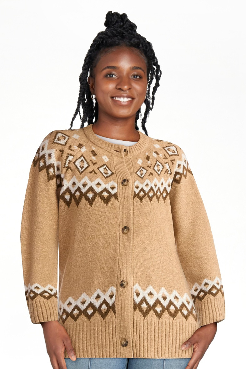 Time and Tru Women's Fair Isle Cardigan Sweater, Midweight, Size XS-XXXL | Walmart (US)