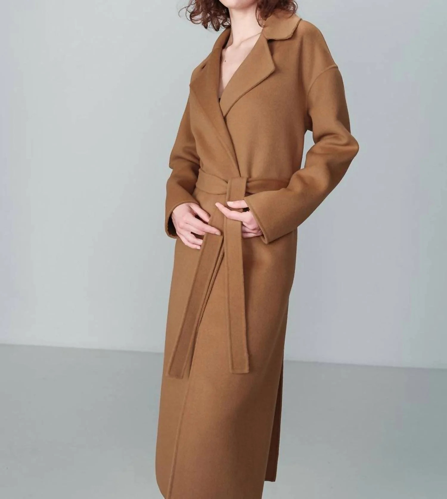 Noemie Tie Overcoat In Camel | Shop Simon