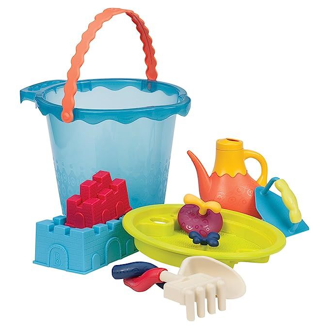 B. Toys – Shore Thing – Large Beach Playset – Large Bucket Set (Sea Blue) with 11 Funky San... | Amazon (US)