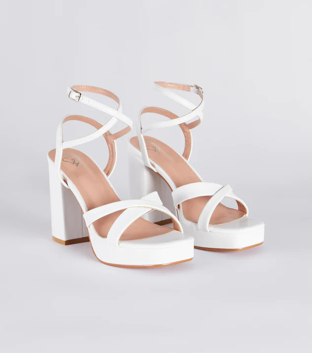 Criss Cross And Tell Platform Block Heels | Windsor Stores