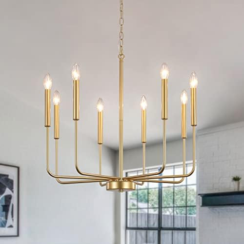 LJHhowe Gold Chandelier 8 Lights Modern Farmhouse Chandelier for Dining Room Light Fixture Rustic... | Amazon (CA)