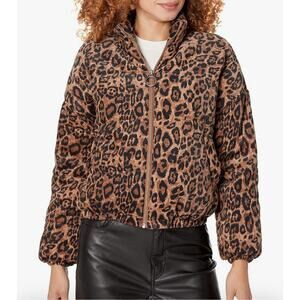 RTR Rent the Runway Animal Print Leopard Corduroy Cropped Puffer Jacket S | Poshmark