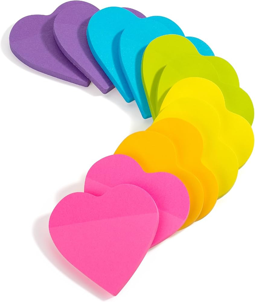 Mr. Pen- Heart Sticky Notes, 12 Pads, 60 Sheets/Pad, Bright Color, Cute Sticky Notes, Heart Shape... | Amazon (US)