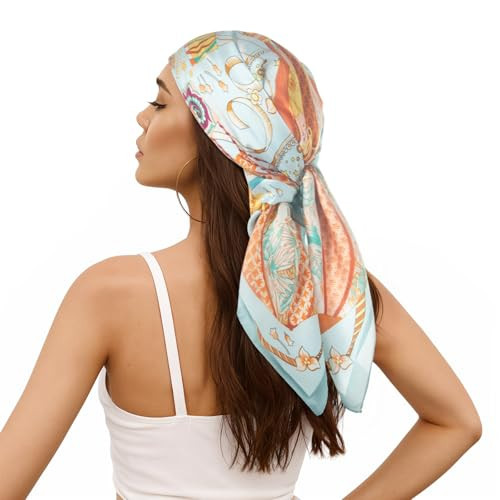 RIIQIICHY 27.5” Head Scarf for Women Hair Wrapping Like Silk Neck Scarves Square Banabana | Amazon (US)