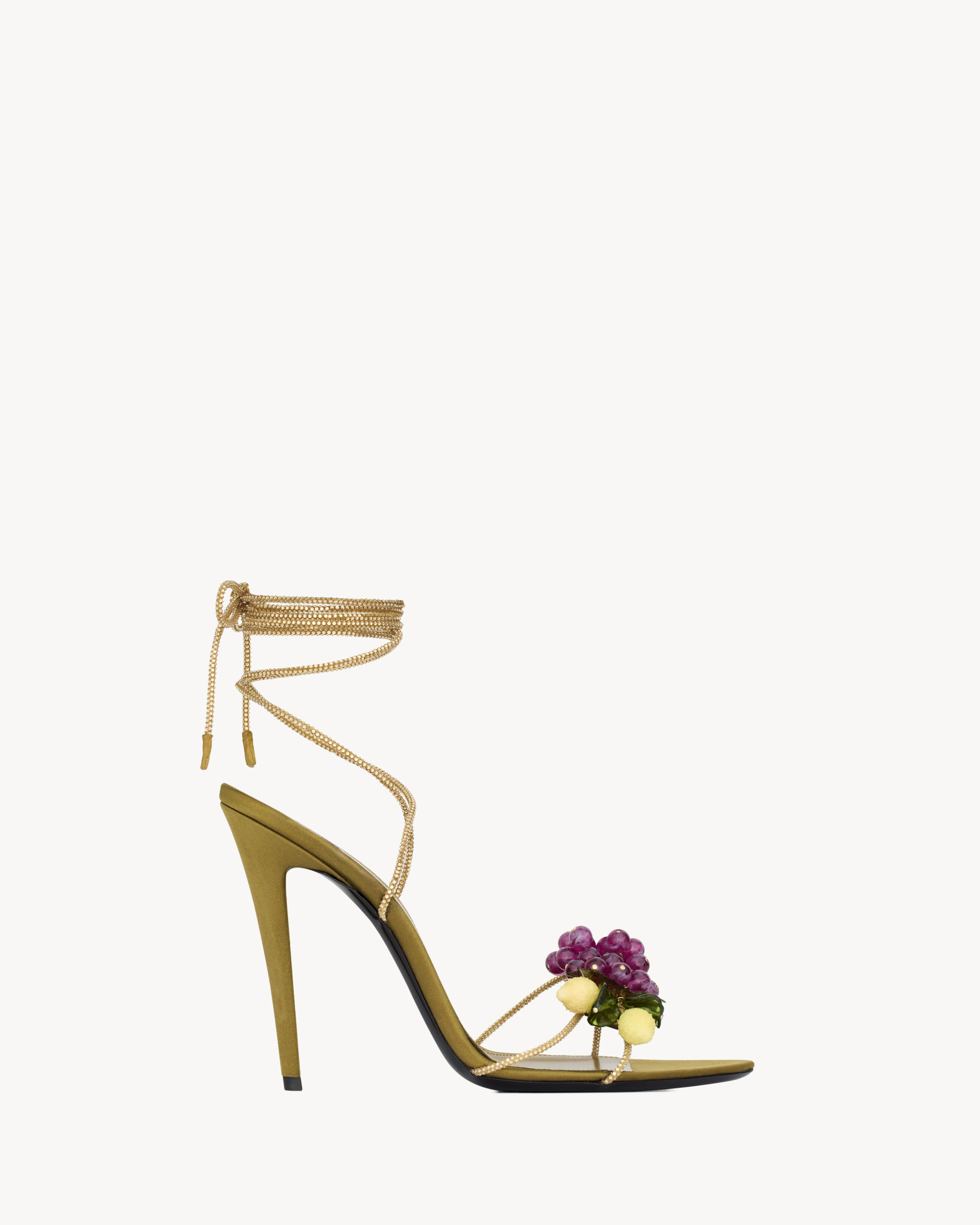 MON CH\u00c9RI sandals in suede and rhinestones in Yellow | Saint Laurent | YSL US | Saint Laurent Inc. (Global)