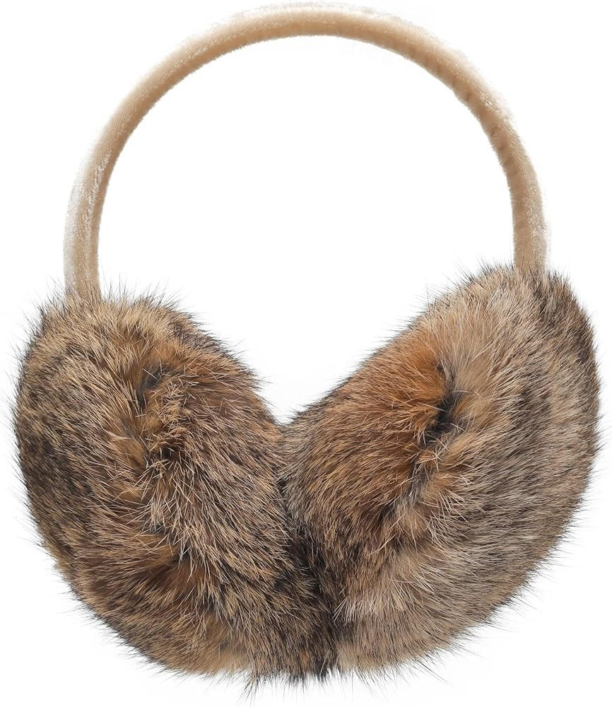 ZLYC Womens Girls Genuine Rabbit Fur EarMuffs Adjustable Ear Warmers | Amazon (CA)