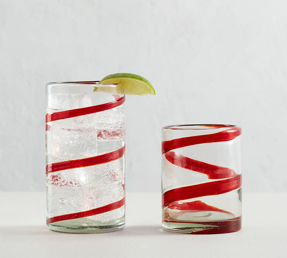 Red Ribbon Handcrafted Recycled Drinking Glasses | Pottery Barn (US)