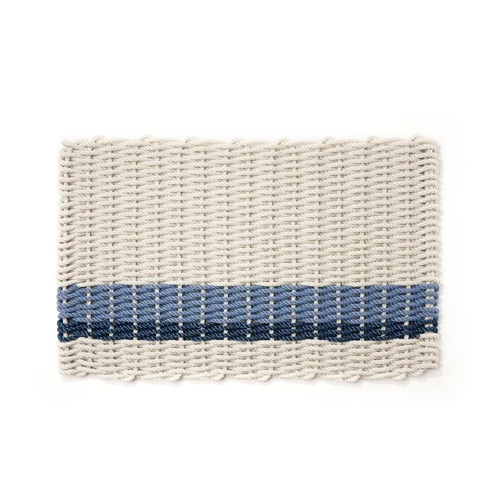 The Rope Co. Oyster with Glacier Bay & Navy Stripes Doormat | Williams-Sonoma
