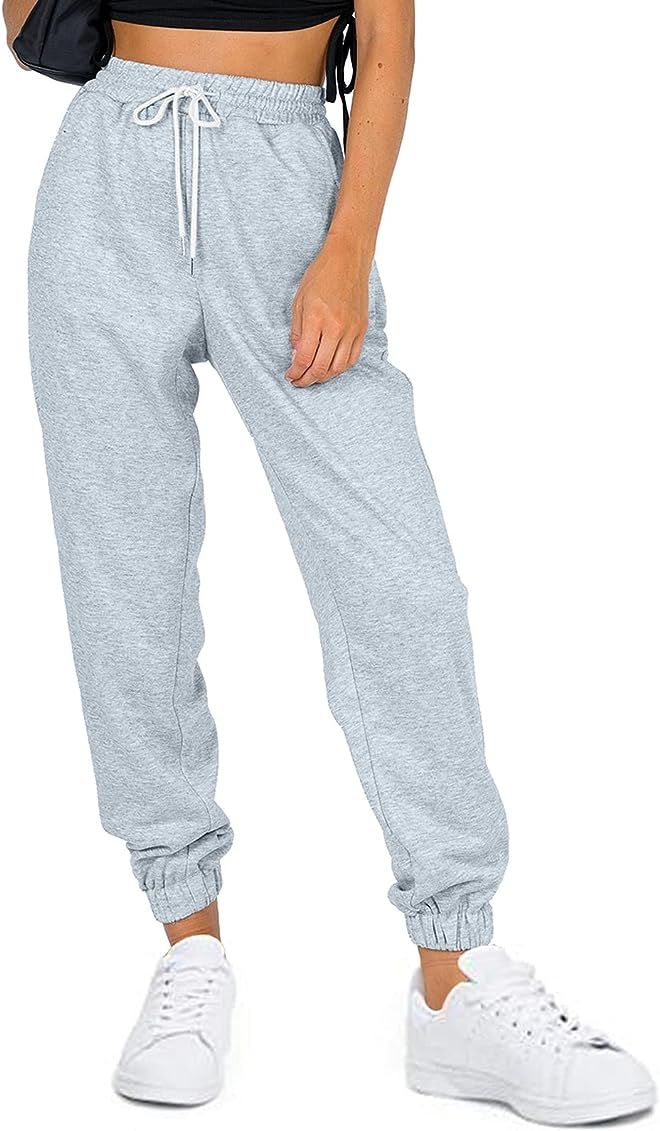 AUTOMET Women's Cinch Bottom Sweatpants High Waisted Athletic Joggers Lounge Pants with Pockets | Amazon (US)