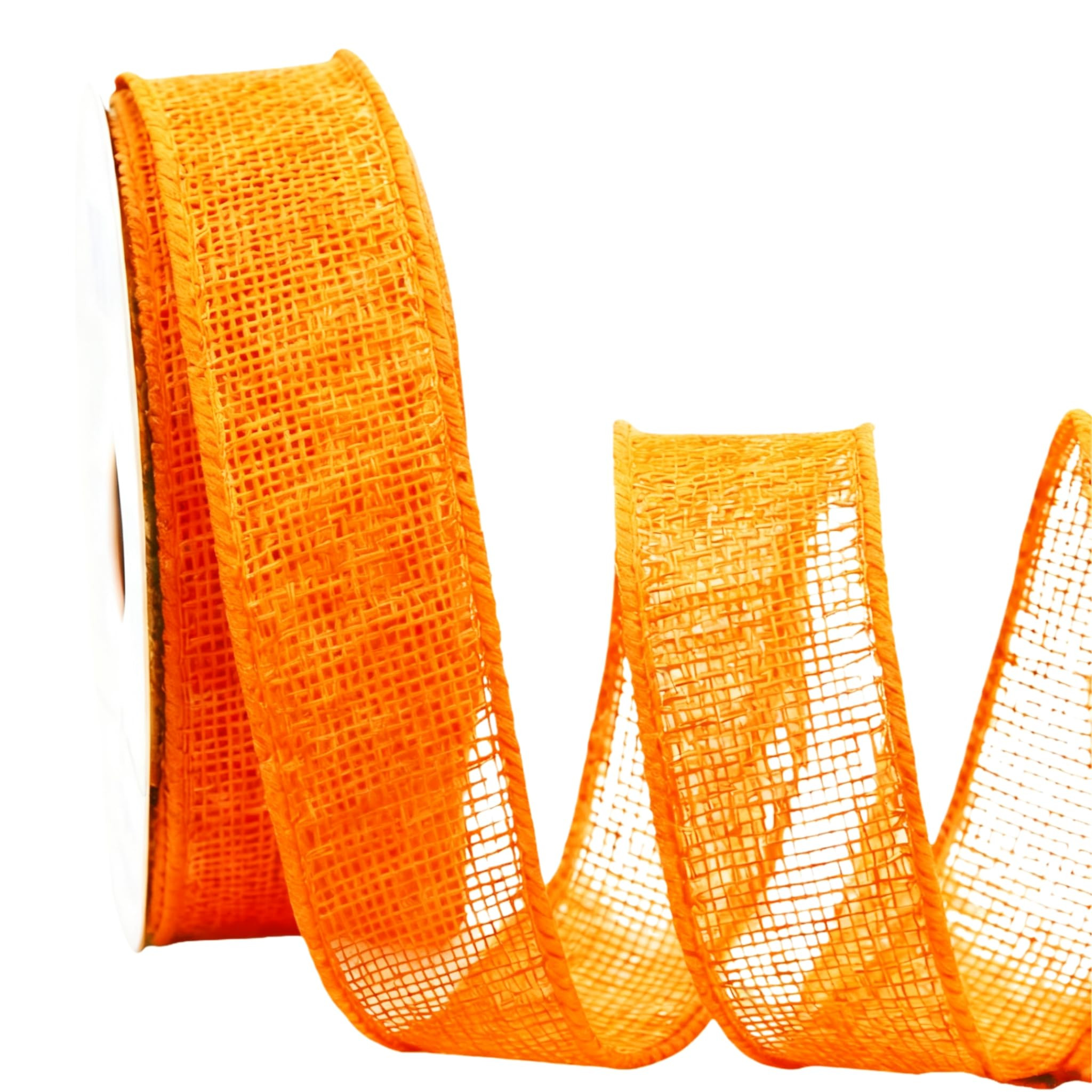 Meseey 1 Inch Orange Burlap Wired Ribbon, 25 Yards Wired Edge Burlap Ribbon for Wreaths, Gift Wra... | Amazon (US)