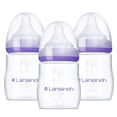 Lansinoh Anti-Colic Baby Bottles with Slow Flow Nipples (Size S) - 5oz/3pk: BPA-Free, Silicone Nipples | Target