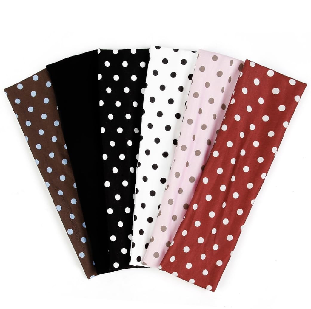 TERSE Polka Dot Headbands for Women Trendy Women Hair Accessories: Cute Head Bands for Women's Hair Fashion Hairbands 6PCS | Amazon (US)