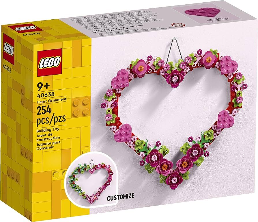 LEGO Heart Ornament Building Toy Kit, Heart Shaped Arrangement of Artificial Flowers, Great Gift ... | Amazon (US)