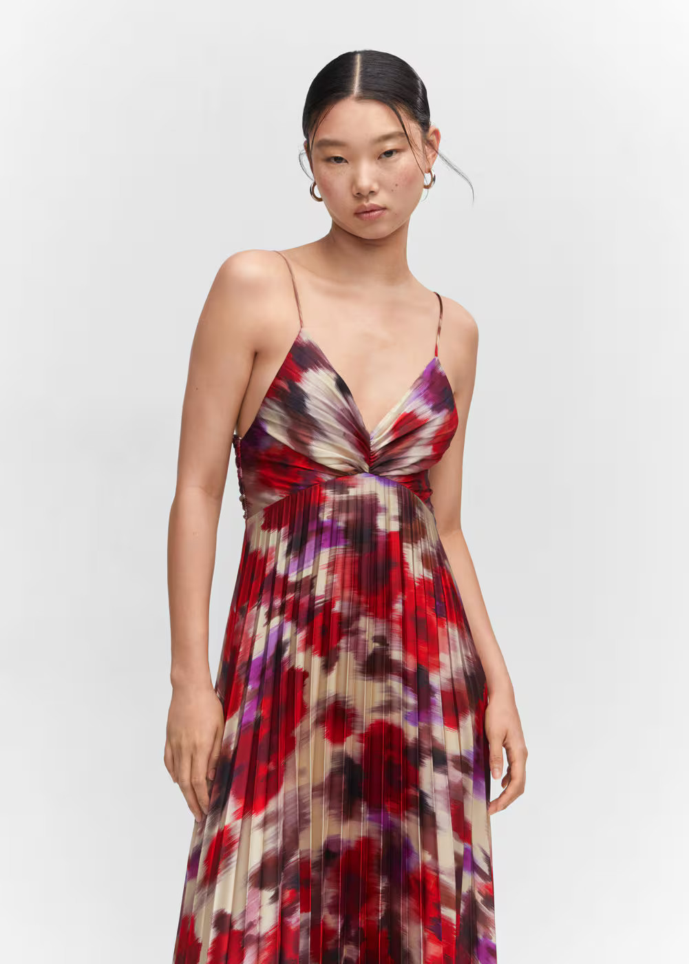Pleated satin dress -  Women | Mango USA | MANGO (US)