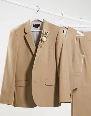 ASOS DESIGN slim suit jacket in camel twist | ASOS (Global)