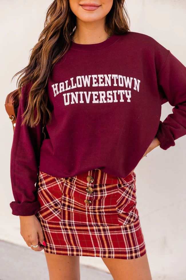 Halloweentown University Graphic Maroon Sweatshirt | The Pink Lily Boutique