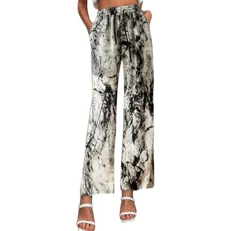 qipaqil Women s Pants Printed Lounge Wide Leg Casual Flowy Pants With Business Casual Pants for Wome | Walmart (US)