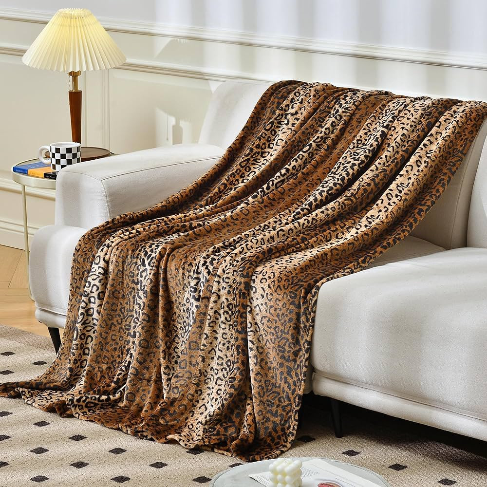 softan Flannel Blanket Lightweight Super Soft Ultra Luxurious Plush Fleece Leopard Print Blankets... | Amazon (CA)