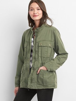 Gap Women Garment Dye Utility Jacket Size L Tall - Desert cactus | Gap US