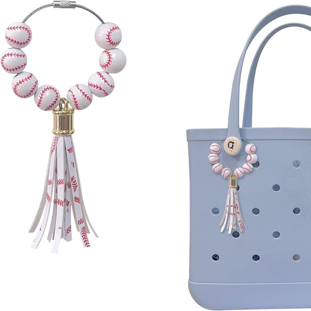 Sports Bogg Bag Charm with Tassel, Wooden Bead Bogg Bag Accessories with Sports Tassel | Amazon (US)