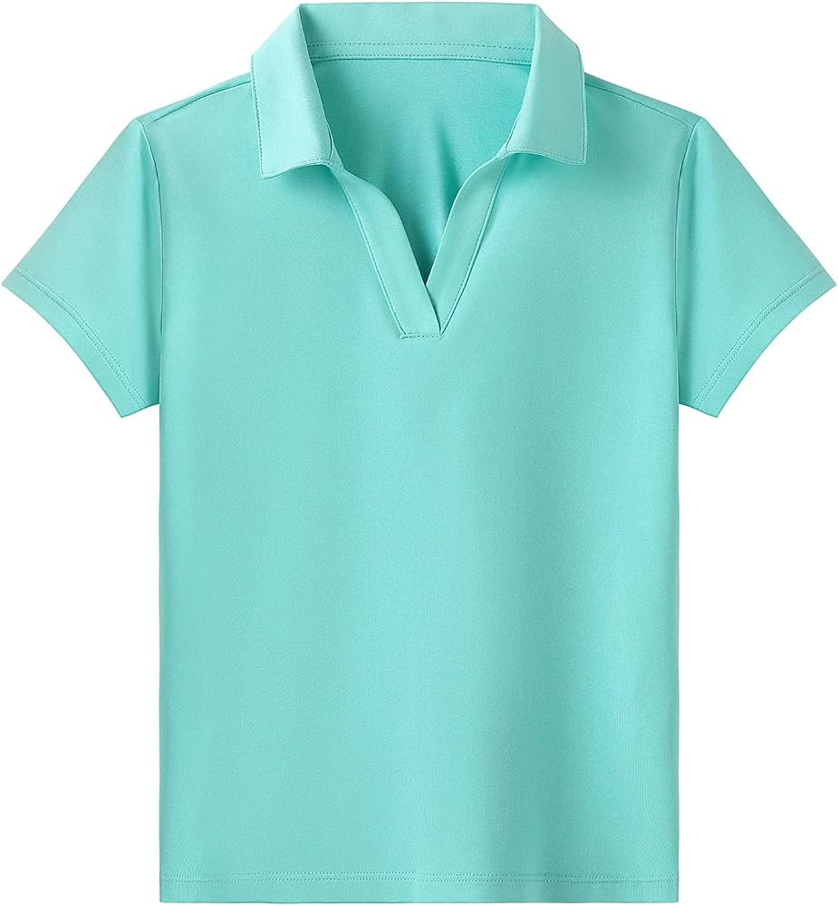 MERIABNY Girls Short Sleeve Golf Polo Shirts Quick Dry Athletic Tops for Aged 6-13 | Amazon (US)