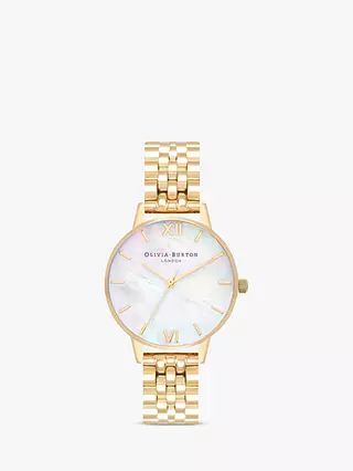 Olivia Burton Women's Mother of Pearl Dial Bracelet Strap Watch, Gold/Neutral OB16MOP01 | John Lewis (UK)
