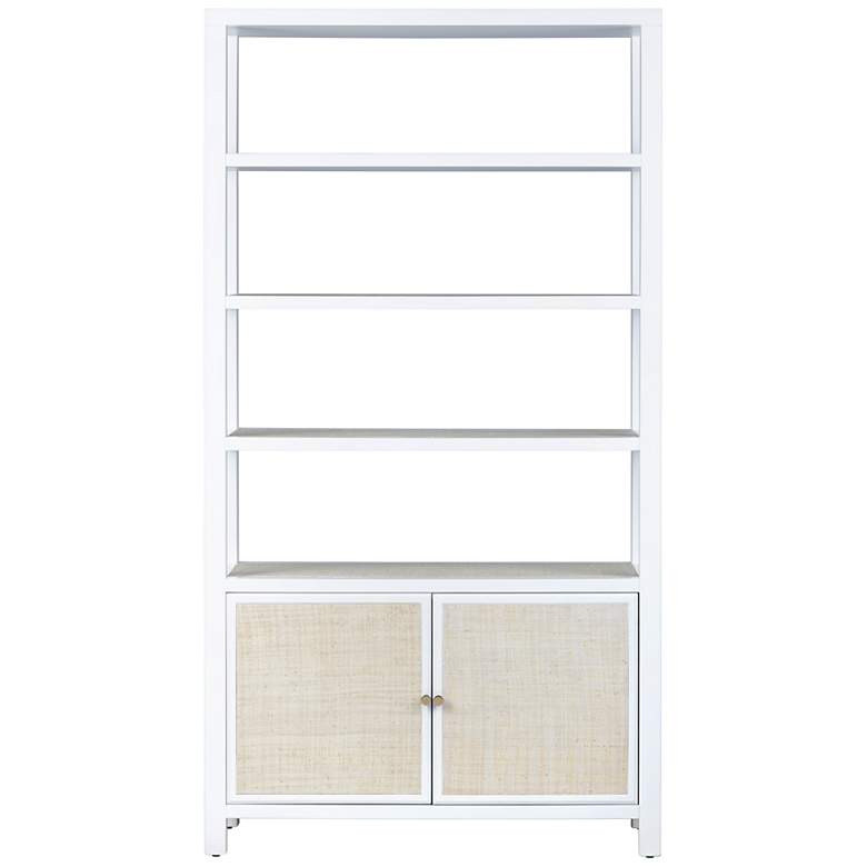 Crestview Collection Sandy Shores Wood and Raffia Etagere - #3468C | Lamps Plus | Lamps Plus
