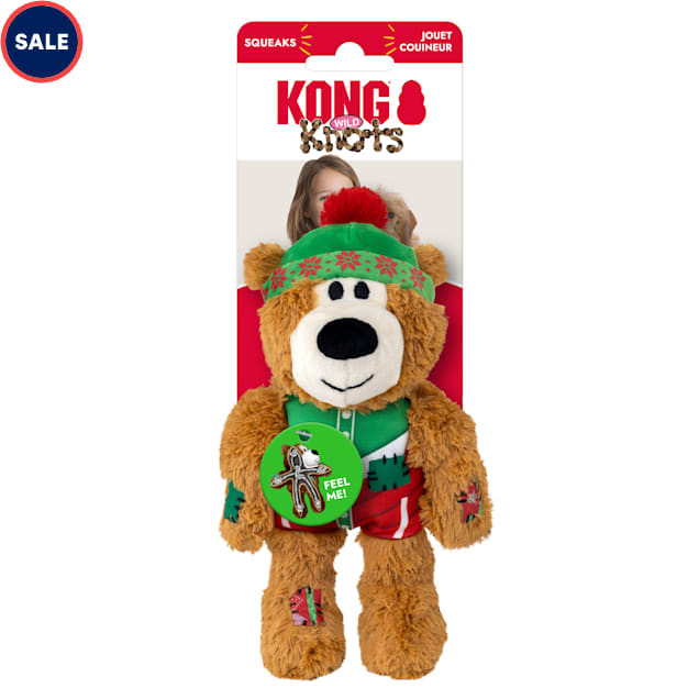 KONG Holiday Wild Knots Puffy Vest Bear Assorted Dog Toy, Small/Medium | Petco